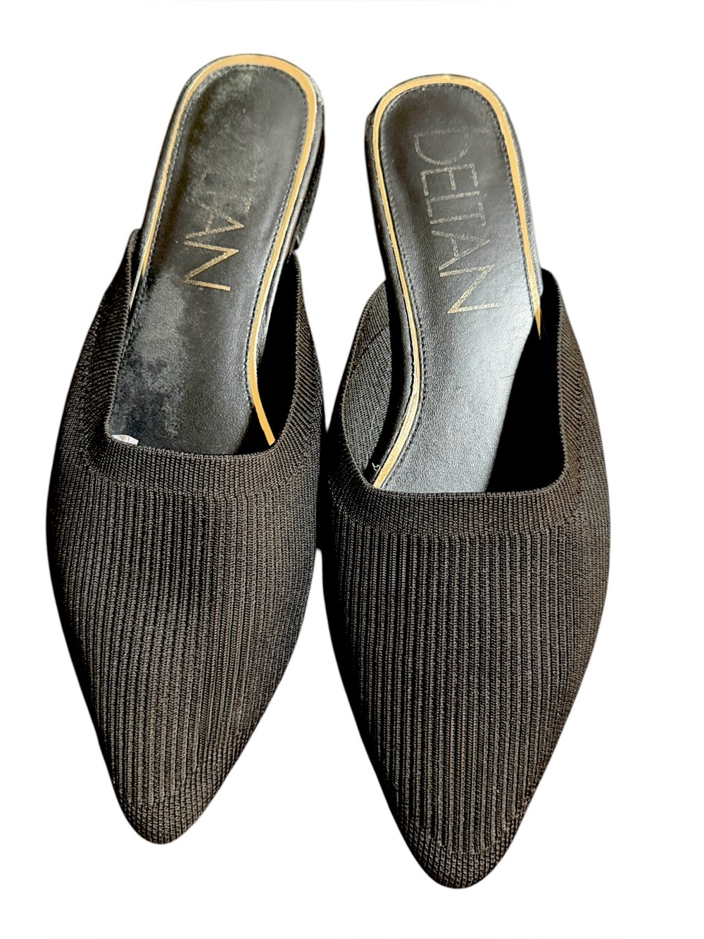 DELTAN Black Knit Pointed-Toe Slip-On Mules Size 9.5